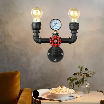 Water Pipe Iron Wall Sconce Industrial Loft Vintage Steampunk Wall Light Fixture • $59.99