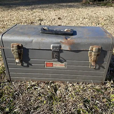 Vintage Sears Craftsman Silver Metal Tool Box 6500 W/Removable Red Tray 18X8X9” • $39.99