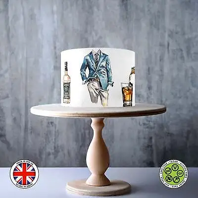 MAN Father Gentleman Drawing Suit Tie Hat Money ICING WAFER Edible Cake Topper • £6.75
