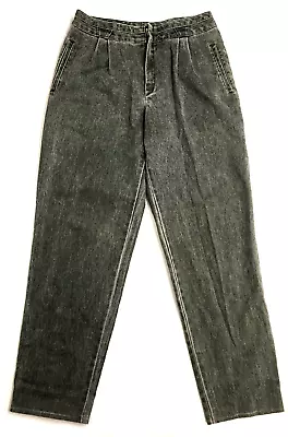 Vintage 80s Tapered Pin Tuck Grey Stonewash High Rise Jeans W32  L30  Medium • £14.99