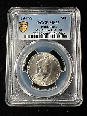 1947-S Philippines MacArthur 50 Centavos PCGS MS66 • $155