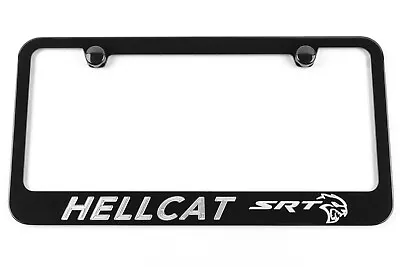 HELLCAT SRT Cat Silver Engraved License Plate Frame Premium Black Metal USA Made • $33.95