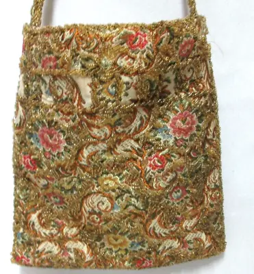 Walborg Hand Beaded Tapestry Vintage Handbag Purse Floral Beaded Strap Hong Kong • $29.99