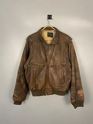 Vintage AVIREX U.S Air Force Type G-2 Flight Bomber Biker Leather Jacket Size 44 • $310