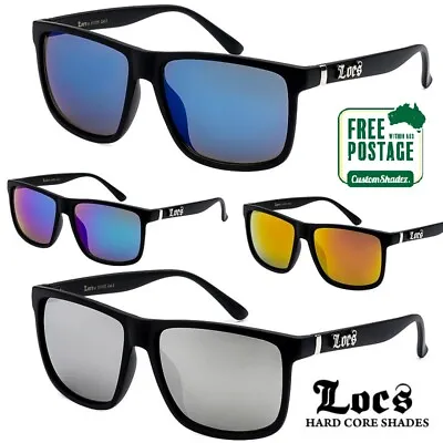 $14.95 • Buy Locs Sunglasses - Slim Flat Top Frame / Mirror Lens - Matte Black Finish UV 400