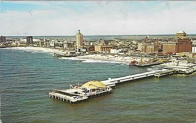 Vintage New Jersey Chrome Postcard Atlantic City Aerial View Steel Pier • $0.99