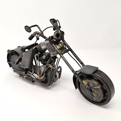 Scrap Metal Motorcycle Sculpture Steel Bike Nuts And Bolts Art Chopper Shop Art • $64