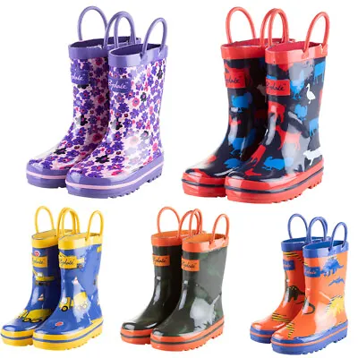 Rydale Kid's Wellington Boots Waterproof Wellies Rain Boot Footwear 7 Colours • £17.99
