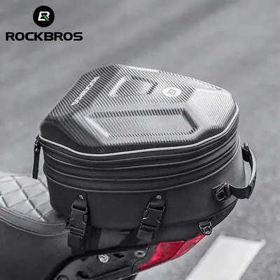 ROCKBROS Motorcycle Tail Seat Helmet Luggage Bag Waterproof 35L EVA Hard Shell • $43.23