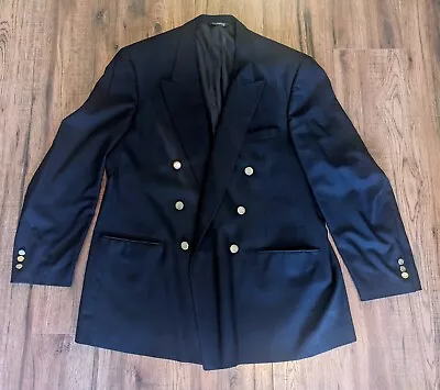 Amazing Vintage Burberry Double Breasted Navy Blue Wool Blazer - Oversized • $47.83