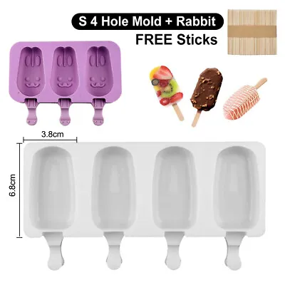 $15.16 • Buy 2~8Cell Silicone Frozen Ice Cream Mold Juice Popsicle Maker Ice Lolly Mould Kids