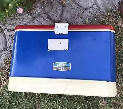 Vintage Red White Blue Bicentennial Thermos 45QT Cooler Ice Chest 70s Rare • $129.91