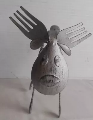 Metal Sculpture Forked Up Art Silverware Moose Sculpture 7  X 3-3/4  W X 5-1/2 H • $18.95