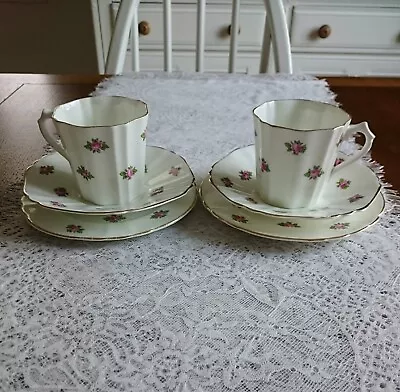 Collingwood Bone China Tea Trios X 2; Two Tea Trios; Ditsy Rose Pattern Trios • £16