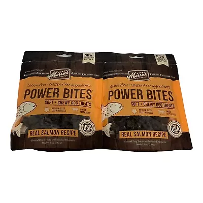 Merrick Power Bites Real Salmon Recipe Grain-Free Soft + Chewy LOT OF 2 08/24 • $22.54