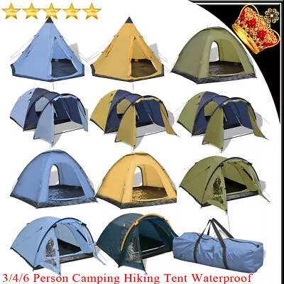 3/4/6 Person Camping Hiking Tent 2 Windows Waterproof Family Trip Outdoor Travel • $168.09