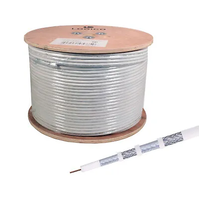 RG6 Quad Shield Coaxial Cable 18 AWG 1000ft Bulk Coax Satellite TV White • $104.83