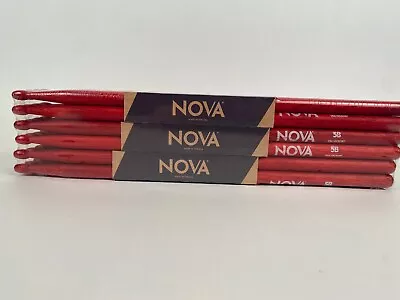 12-Pair BRICK VIC FIRTH® Nova 5B Red Wood Tip DRUM STICKS N5BR Hickory Bulk • $54.99