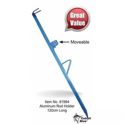 Cobalt Blue Aluminium Adjustable Fishing Rod Holder Beach Spike 80cm @ Otto's TW • $19.95