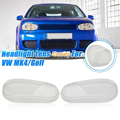 PAIR GLASS HEADLIGHT LENSES HEADLAMP COVER FOR VW MK4 Golf R32 1999-2005 L&R • $65.50