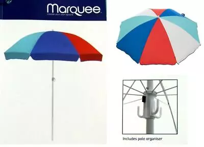 $26.95 • Buy Outdoor 1.8m Multi Stripe Garden Beach Umbrella Shade Canopy + Anchor Kit + Bag