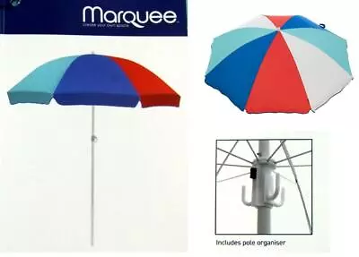 Outdoor 1.8m Multi Stripe Garden Beach Umbrella Shade Canopy + Anchor Kit + Bag • $32