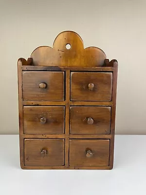 Antique Wall Mount Wooden Spice Rack Cabinet  6 Drawers • $95