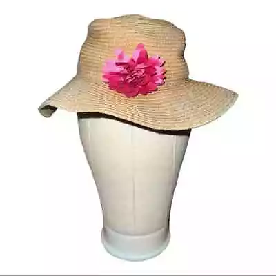 Gymboree Floppy Straw Hat With Pink Flower Toddler Girls 12-24 Months EUC • $14.99