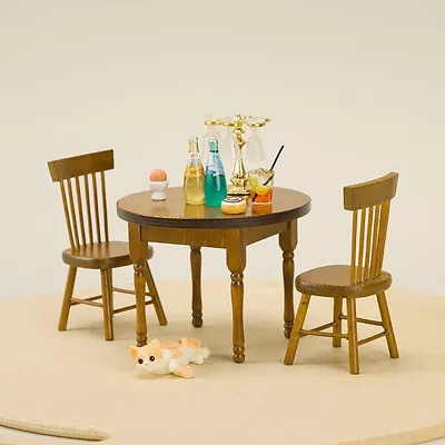 Doll House Decoration Mini Round Table And Chair Set Furniture Scene Model • $14.48