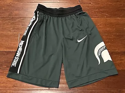 Nike Michigan State Spartans Green Mens Medium Zip Pocket Big Sparty Logo Shorts • $23.99