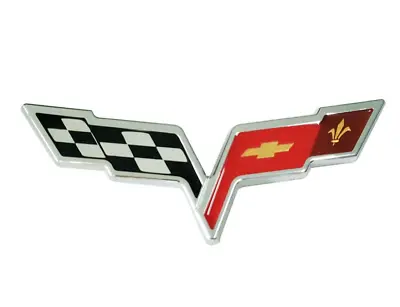 For 2005-2013 C6 Corvette Silver RedFront Hood Rear Crossed Flags Emblem • $40.03