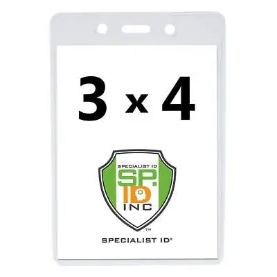 5 Pack - 3x4 Large Name Badge Holder - Vertical Vinyl ID Card Sleeves For Events • $8.99