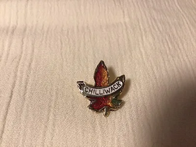 Maple Leaf Chilliwack Canada Autumn Canadian Red Enamel Gold Toned Hat Lapel Pin • $5