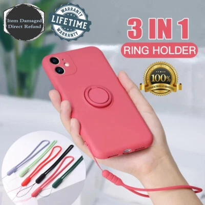 $7.69 • Buy Magnetic Silicone Case For IPhone 14 13 12 11 Pro Max X XR XS 8 Ring Stand Cover