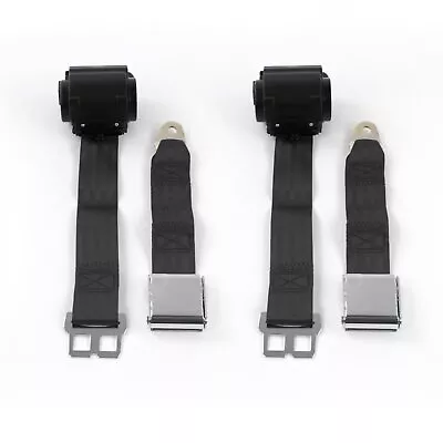 Ford Mustang 1979 - 1993v Airplane 2pt Black Retractable Bucket Seat Belt Kit -  • $169.95