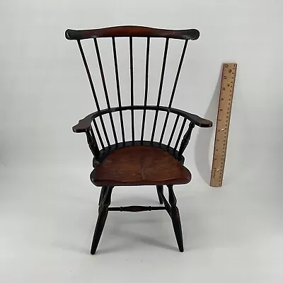 Vtg Doll Furniture Winsor Back Wood Chair Brown Black 16” Salesman Sample • $34.99