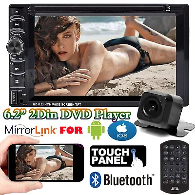 6.2  Car Stereo Bluetooth Radio Double 2Din DVD Player+Camera Mirrorlink For GPS • $129.47