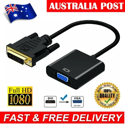 $9.99 • Buy DVI To VGA Adapter 1080P Active Dvi-D To Vga Adapter Male To Female Converter AU