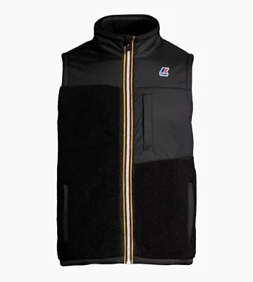 NEW K-Way Men's Large Black Unisex Neize Orsetto Fleece Vest KWAY • $135