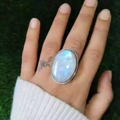 Large Moonstone Ring 925 Sterling Silver Rings Statement Women Jewelry All Size • $18.62