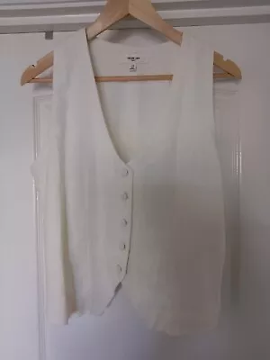 Womens Cream Linen Waist Coat Next Size 14. • £19.01
