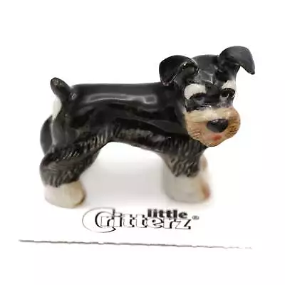 Little Critterz Black - Schnauzer  Pepper  Animal - Miniature Porcelain Figurine • $12.99