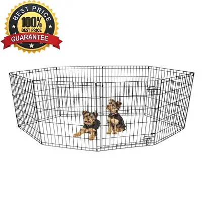 $30 • Buy 18''H Small Dog Exercise PlayPen 8 Metal Panels Pet Fence Indoor Outdoor 