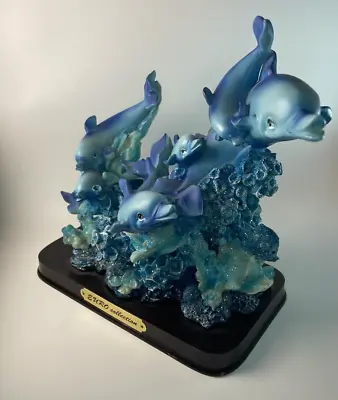 Vintage Euro Collection Figurine 6 Blue Dolphins On Blue Coral Reefs 8  • $34.99