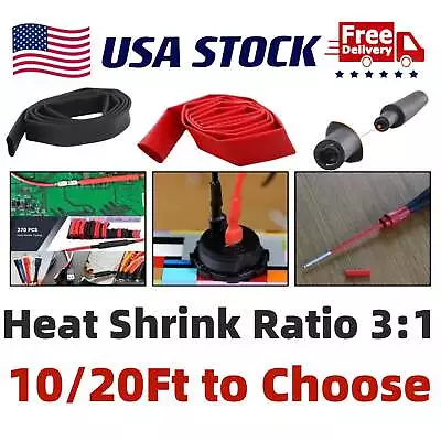 Heat Shrink Tubing Marine Grade 3:1 Black + Red Wire Insulation Cable Sleeves • $11.79