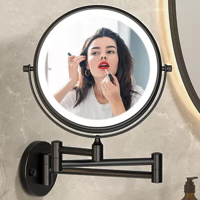 Wall Mounted Bathroom Makeup Shaving Mirror Extendable Magnifying Round Mirror • £27.95