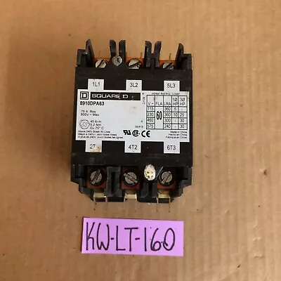 Square D 75 Amp Contactor 600 Vac Max 30 Hp 3 Pole  120 Vac Coil 8910dpa63 • $60.08