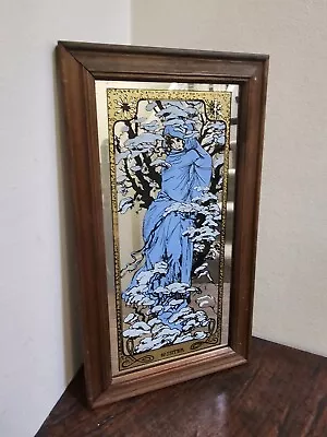 Alphonse Mucha Four Seasons Mirror Winter Wooden Frame Vintage  • £39.95