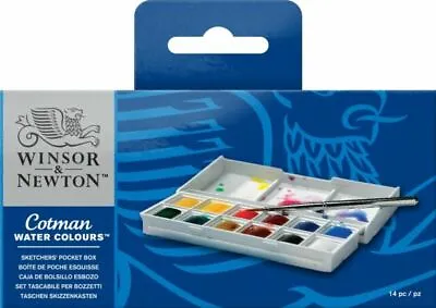 Winsor And Newton Cotman Watercolour Set Sketchers Pocket Box 13 Half Pans-NEW • £11