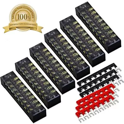 12pcs Ground Circuit Terminal Strip Blocks 600V 15A 8 Position Double Row Screw • $21.48